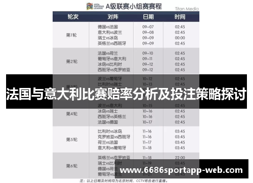 法国与意大利比赛赔率分析及投注策略探讨